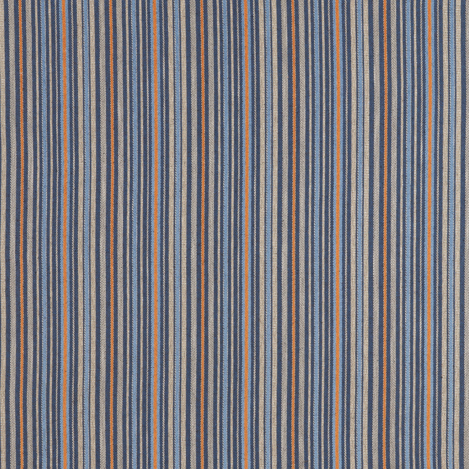 Vertical blue, cream and rust striped fabric with a fine batik texture