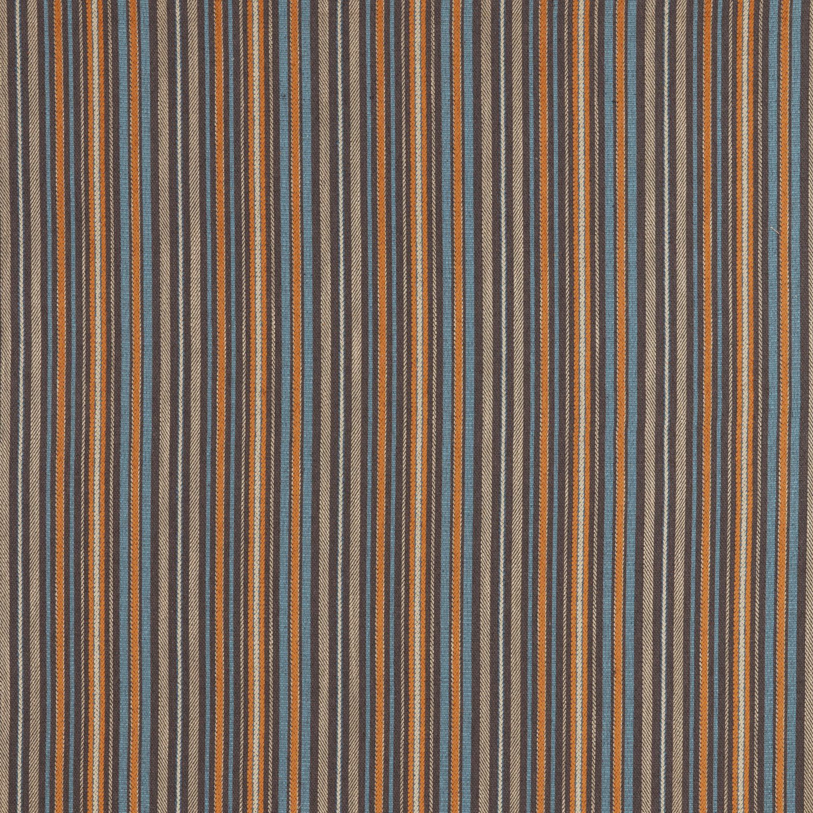 Close-up of Hendrix Noir Flat striped fabric in charcoal, teal, rust and cream