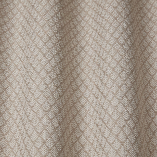 Stone beige woven fabric with a subtle chevron lattice pattern and soft textured drape