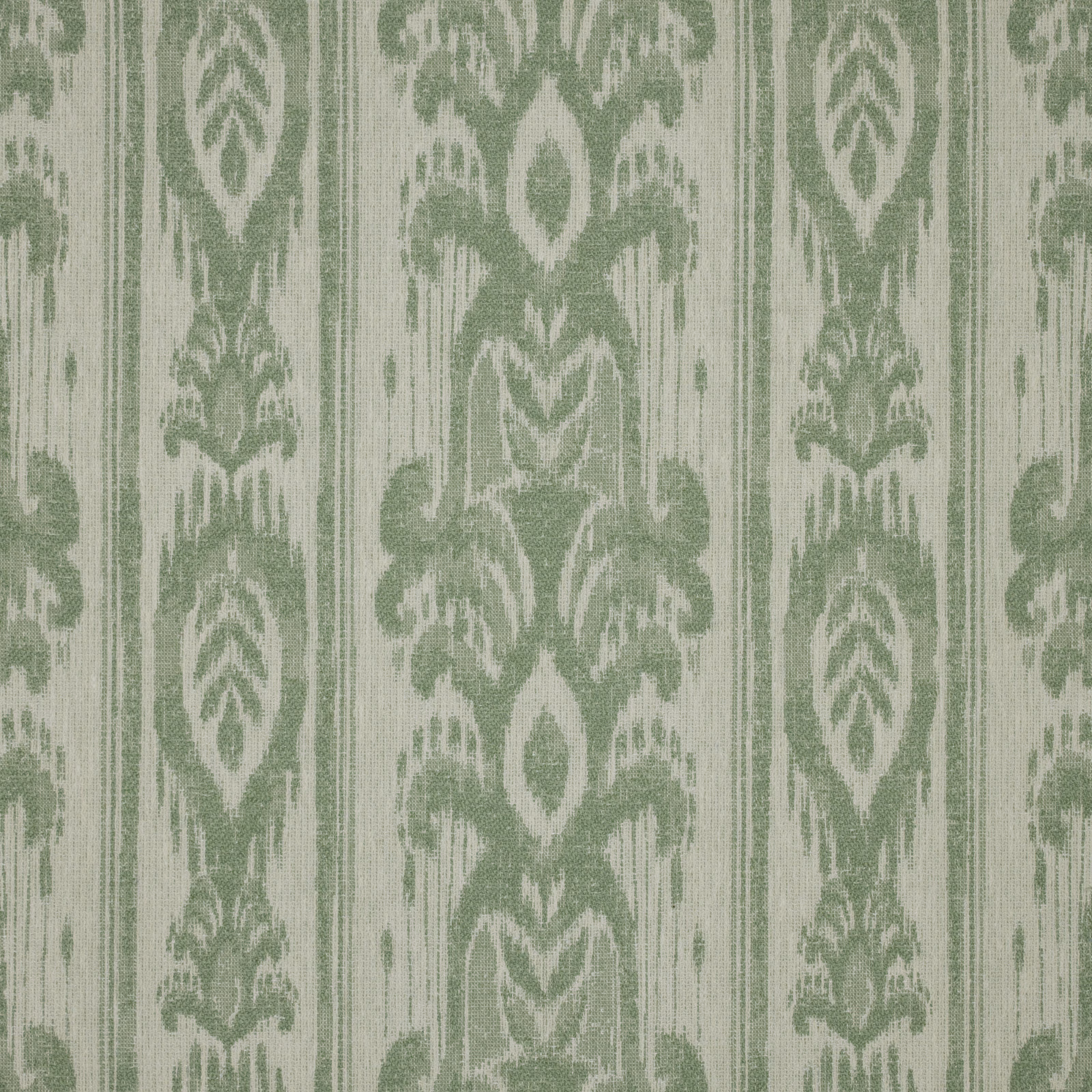 Soft sage green damask stripe fabric on a pale woven ground