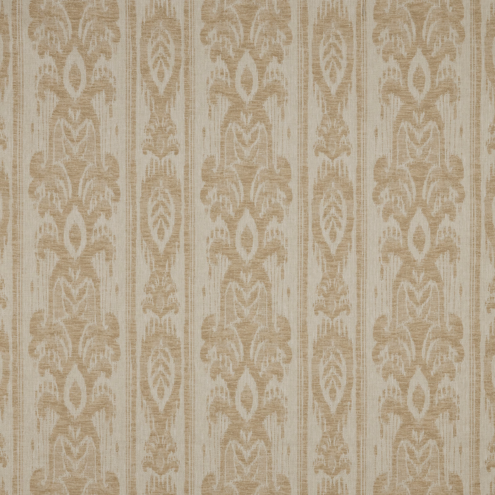 Sandstone beige striped damask fabric with a softly distressed woven texture