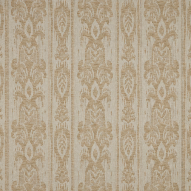 Sandstone beige striped damask fabric with a softly distressed woven texture