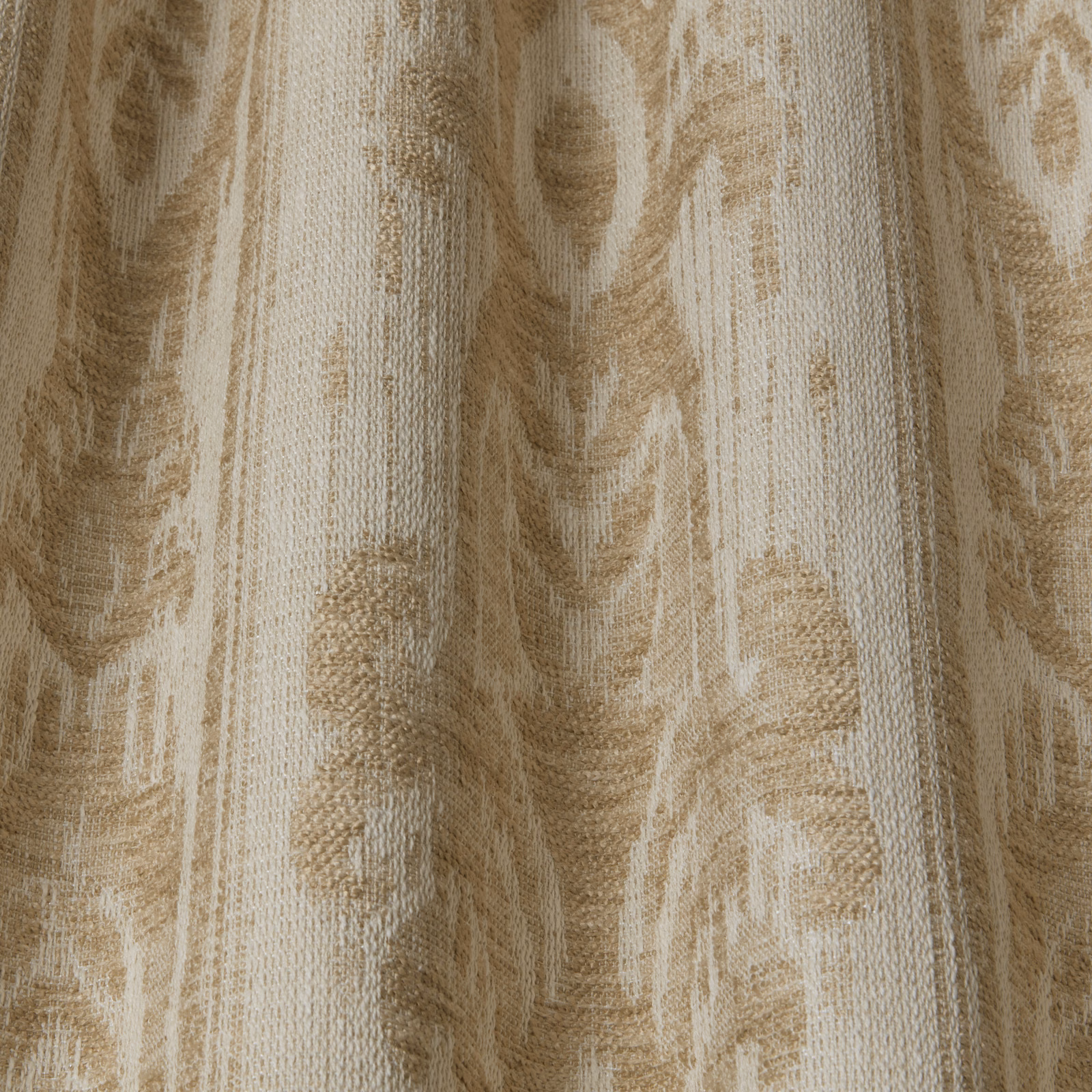 Sandstone beige wavy leaf motif on a textured woven fabric swatch