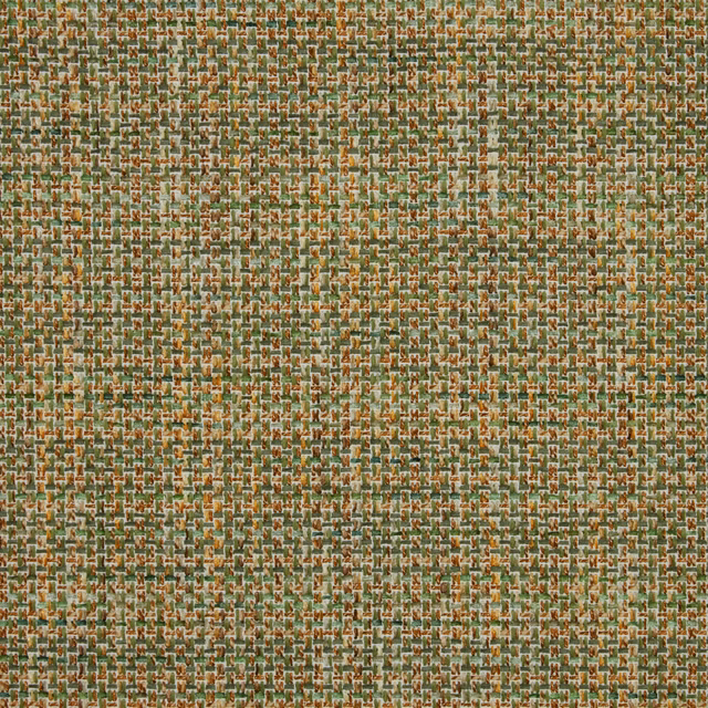 Small woven geometric fabric in sage green, amber and cream tones