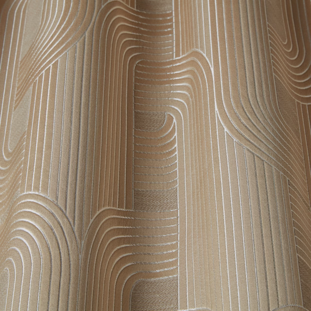 Soft opal beige fabric with raised wavy line embroidery and fine vertical striations