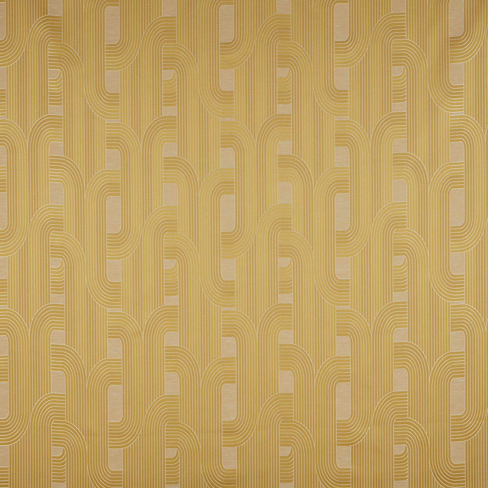 Topaz gold geometric fabric swatch with curved linear loop pattern