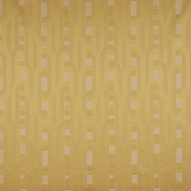 Topaz gold geometric fabric swatch with curved linear loop pattern