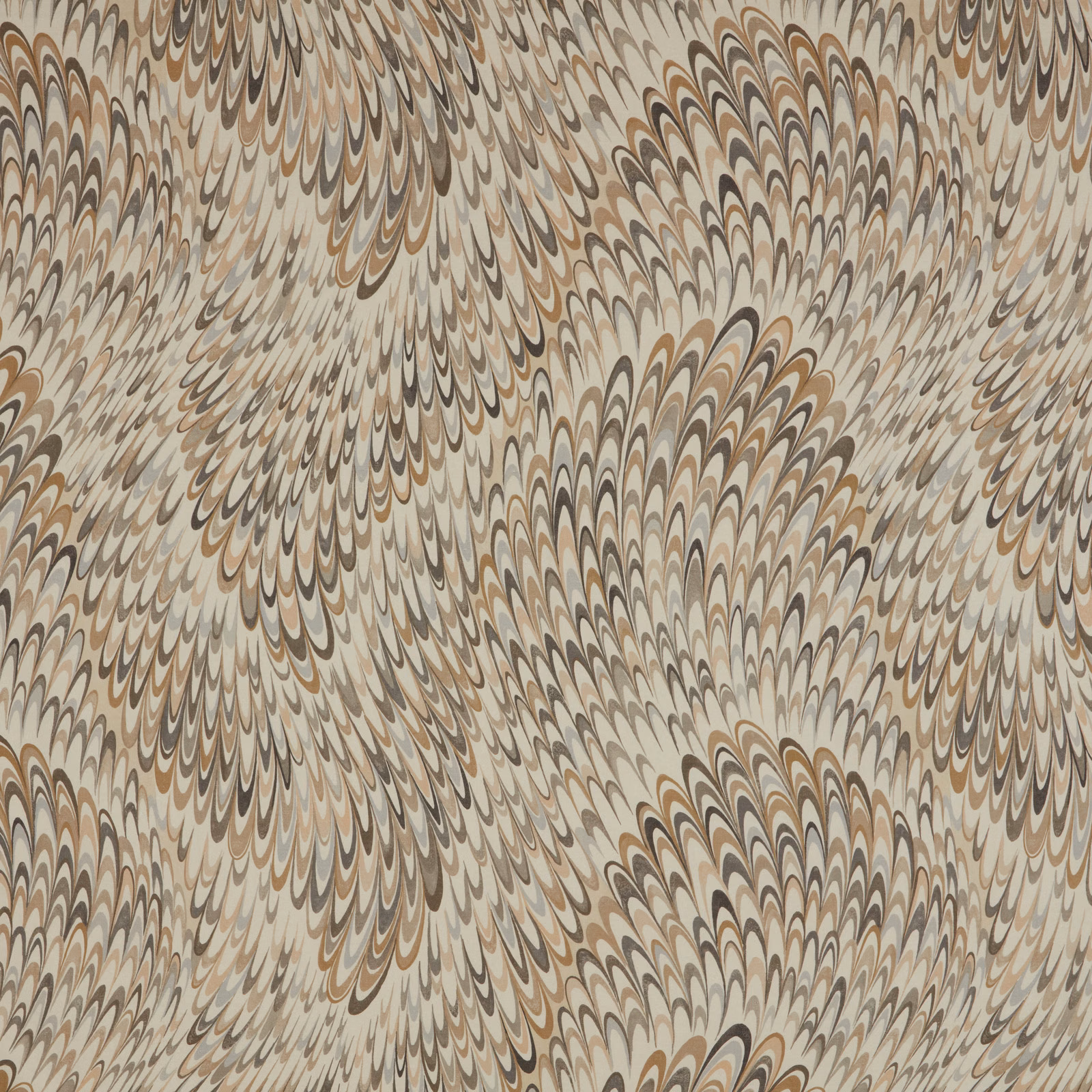 Opal and taupe abstract feather pattern on a soft cream fabric swatch