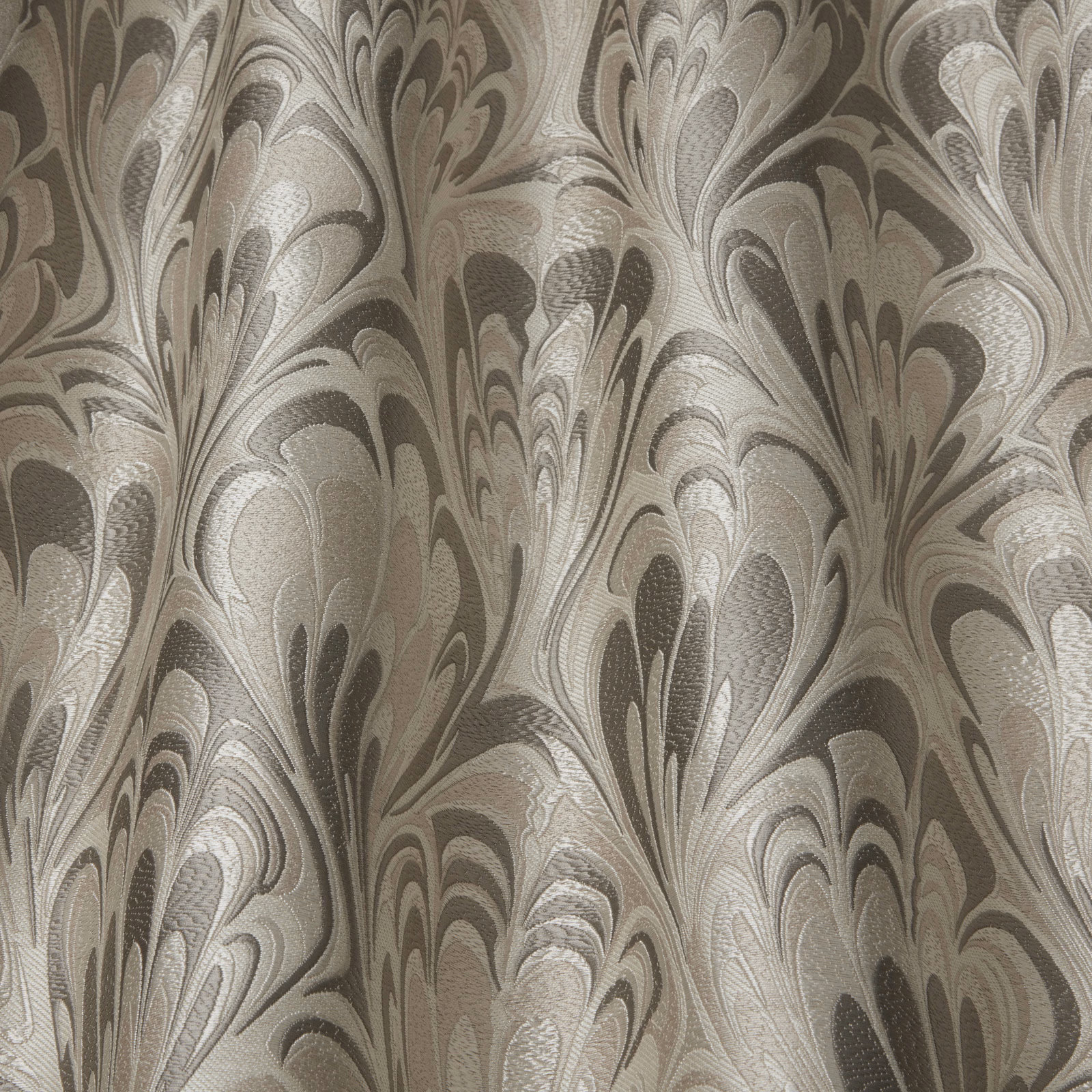 Opal and taupe-grey wavy jacquard fabric with a pearly sheen
