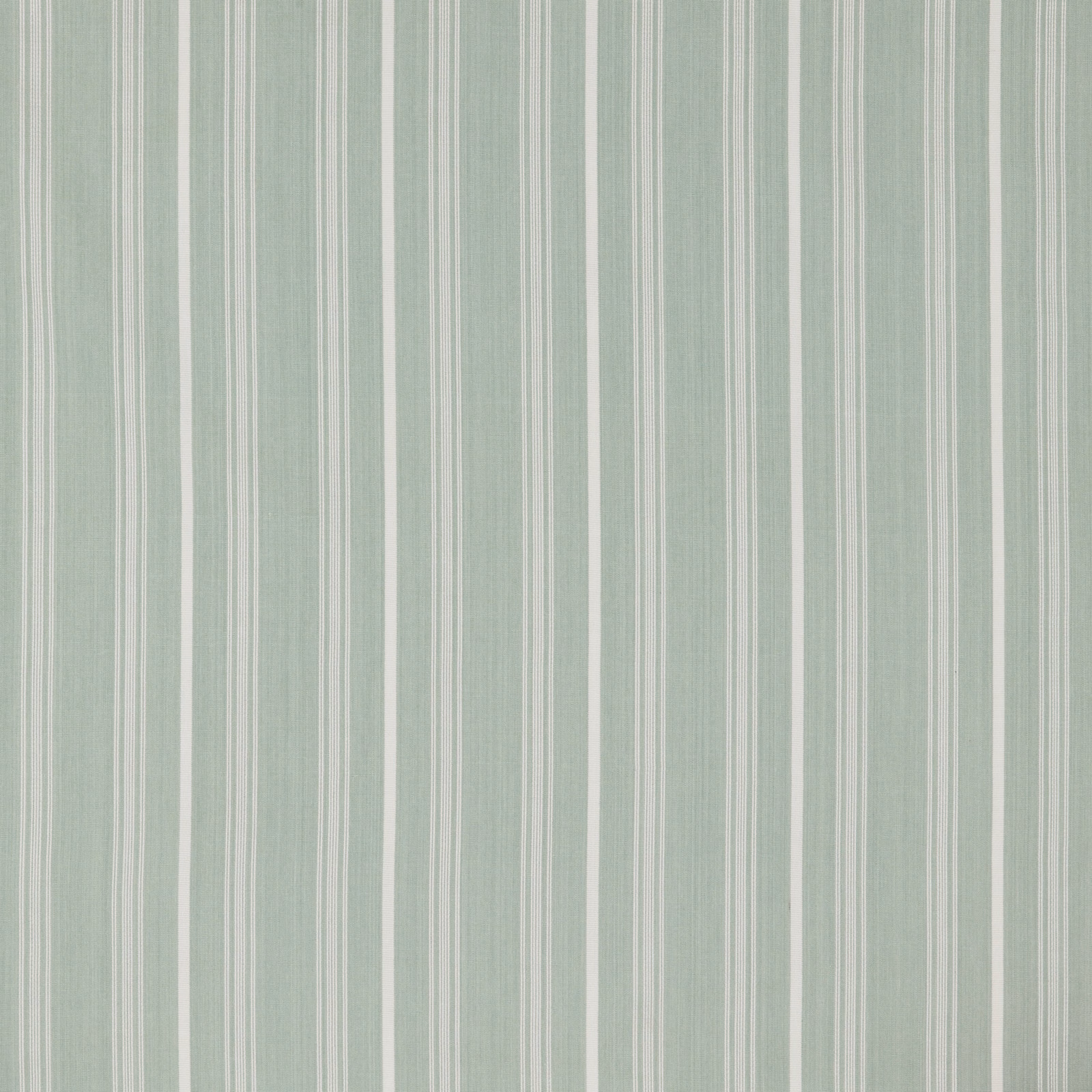 Pale green and ivory vertical stripe cotton fabric swatch