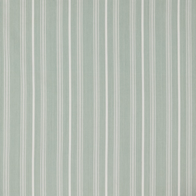 Pale green and ivory vertical stripe cotton fabric swatch