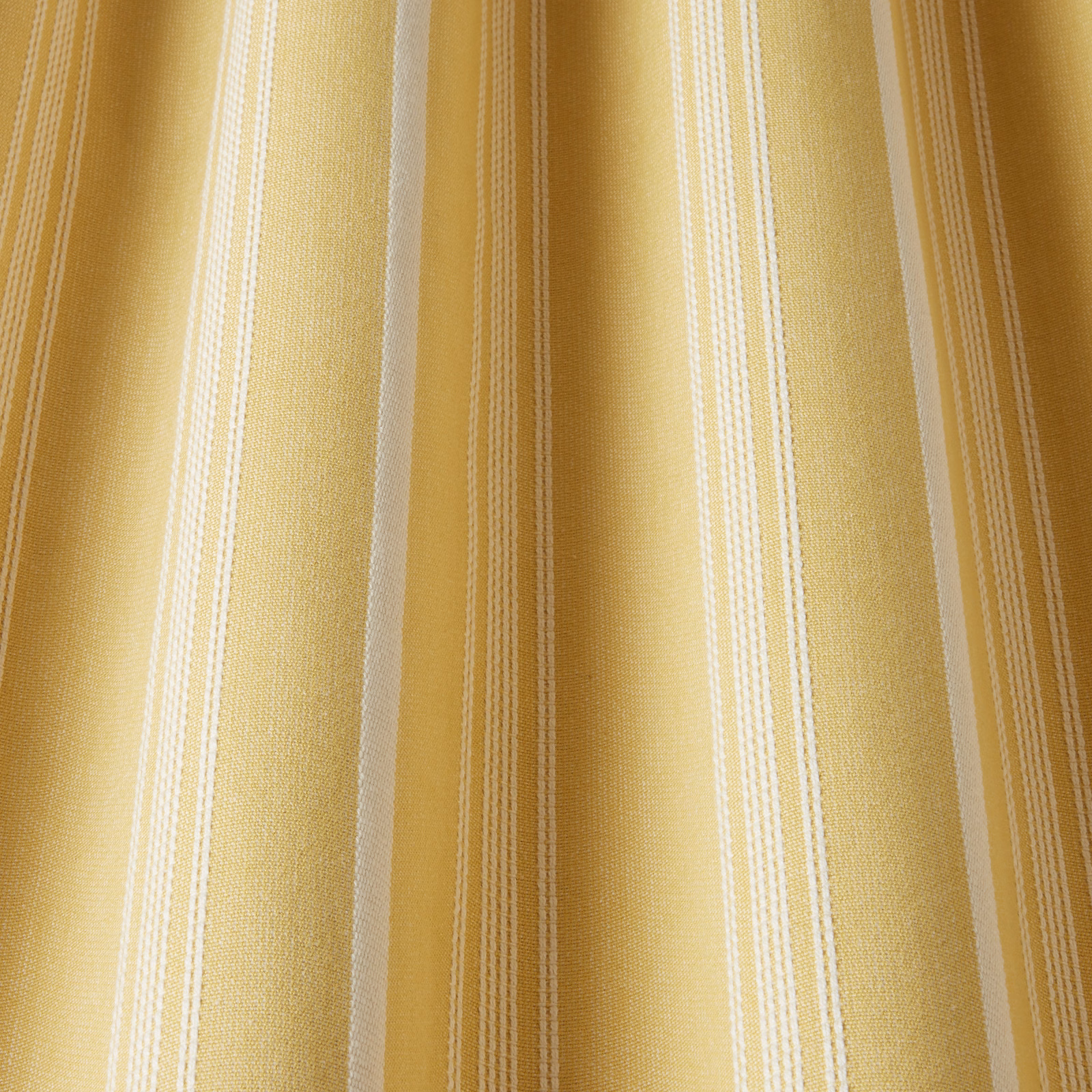 Warm barley yellow cotton stripe with cream pinstripes and woven texture