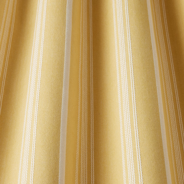 Warm barley yellow cotton stripe with cream pinstripes and woven texture