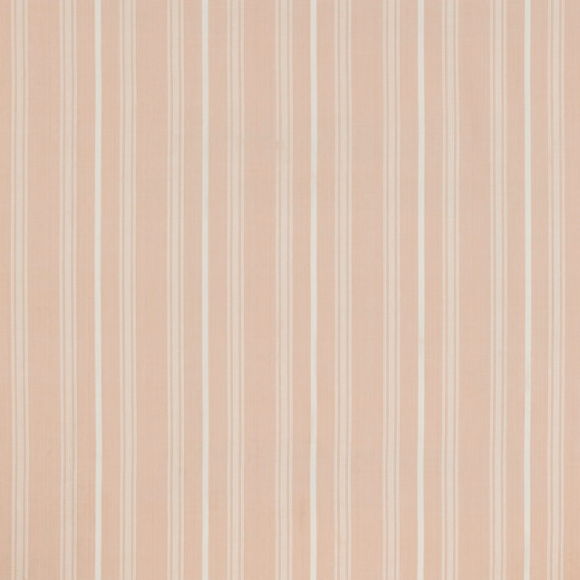 Vertical blush and cream striped cotton fabric with a soft matte weave