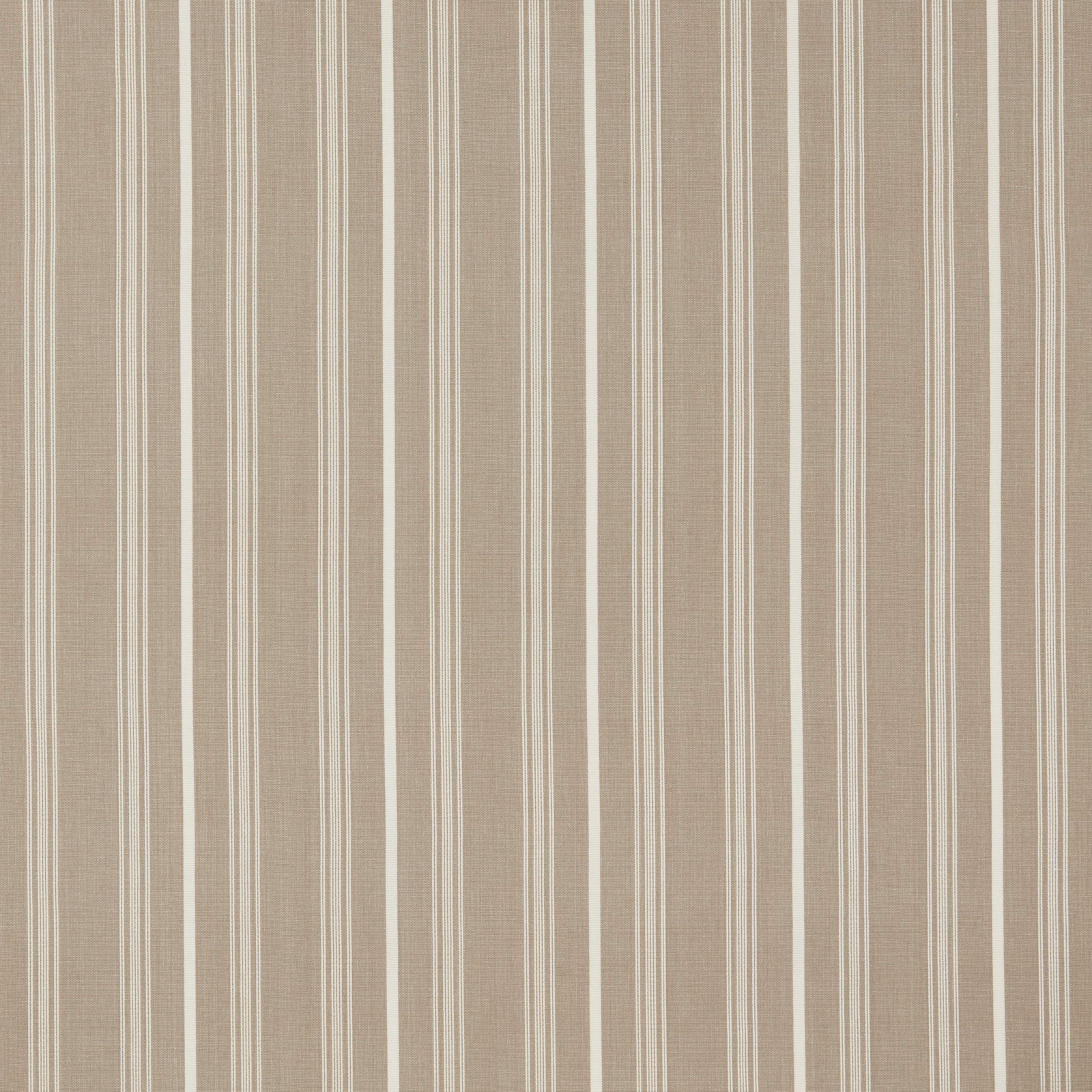 Vertical beige and cream striped cotton fabric with fine woven texture