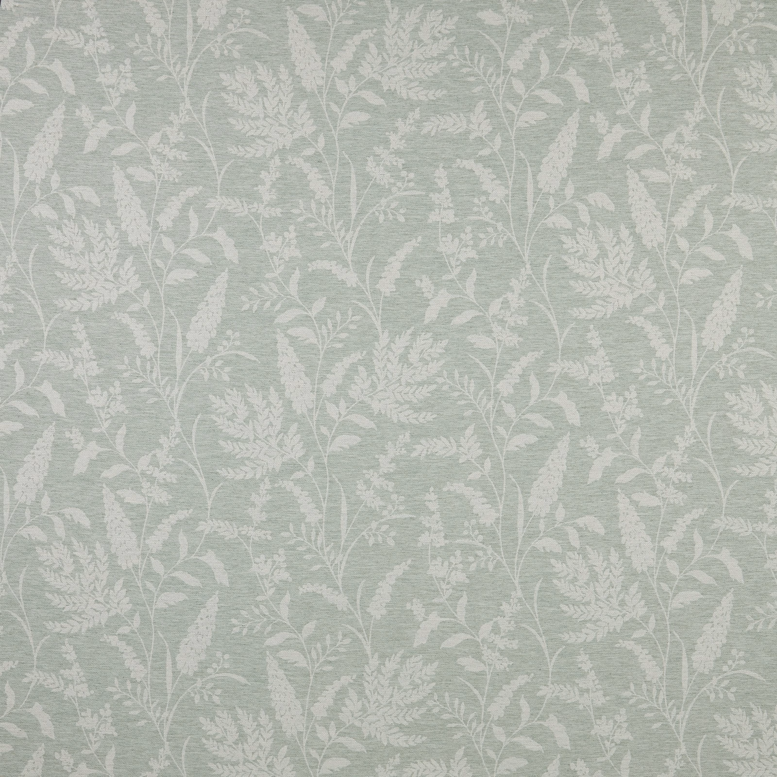 Soft sage botanical cotton fabric with pale leafy repeat