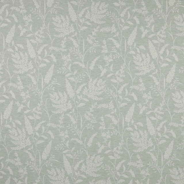 Soft sage botanical cotton fabric with pale leafy repeat
