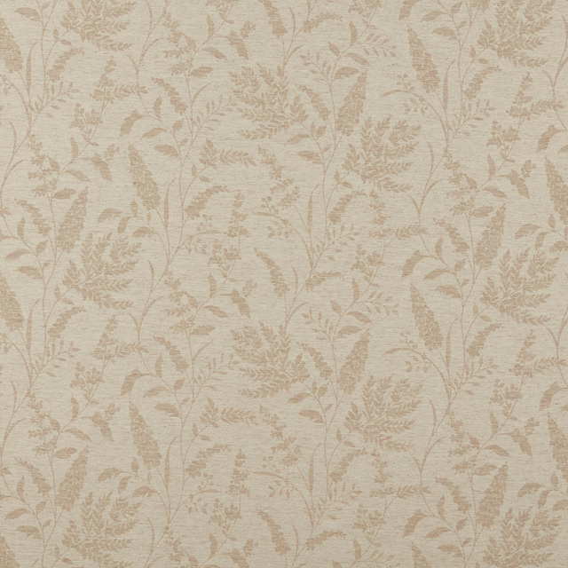 Soft cream cotton fabric with tonal beige botanical leaf trail