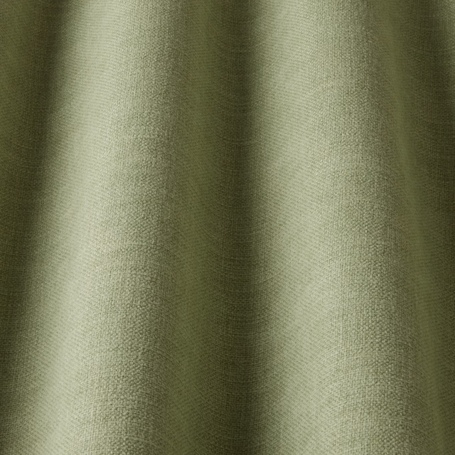 Muted thyme olive woven fabric with soft wavy texture and gentle sheen