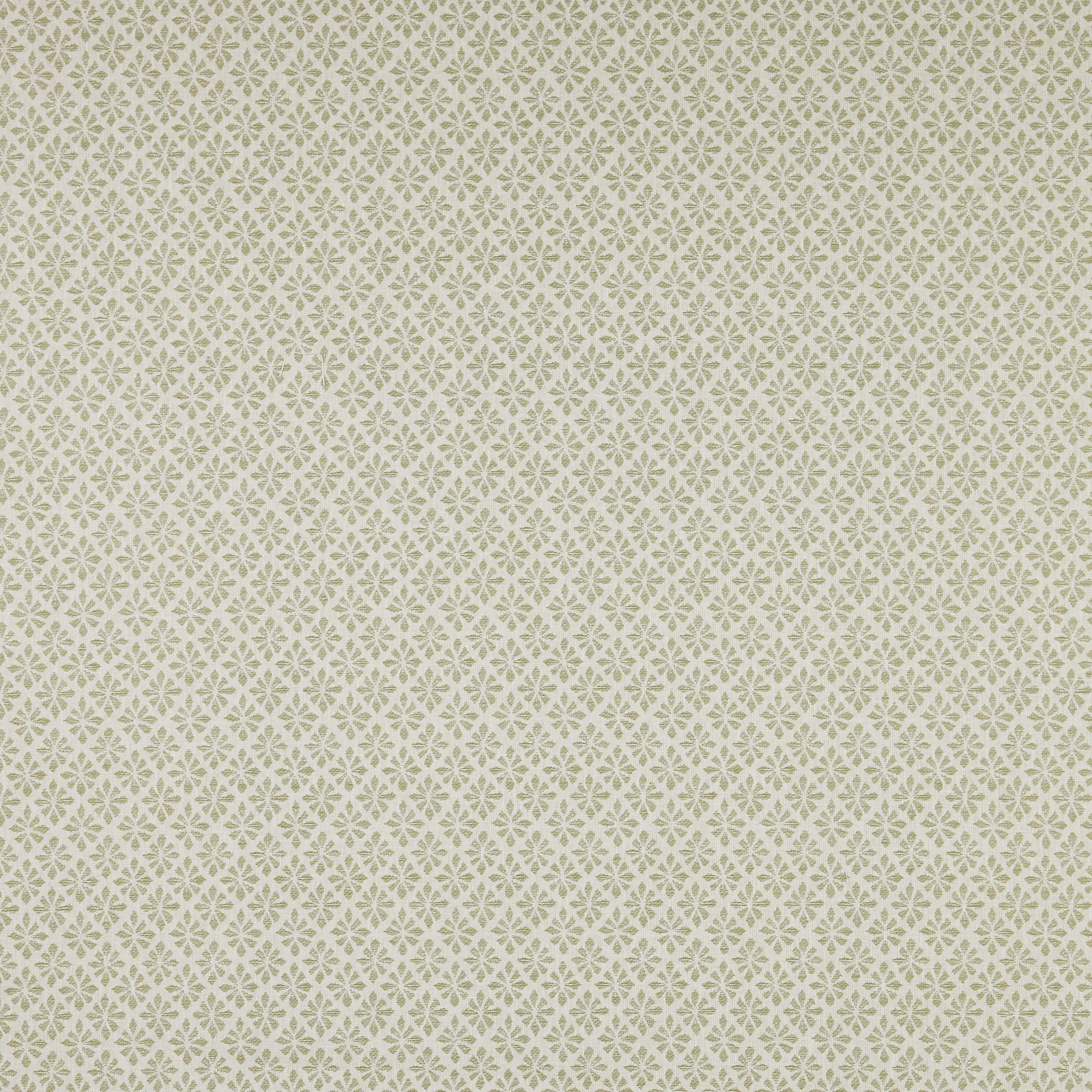 Pale fennel geometric motif on a cream cotton fabric swatch