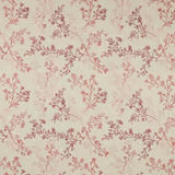 Cream cotton floral fabric with soft blush pink trailing leaves and berry accents