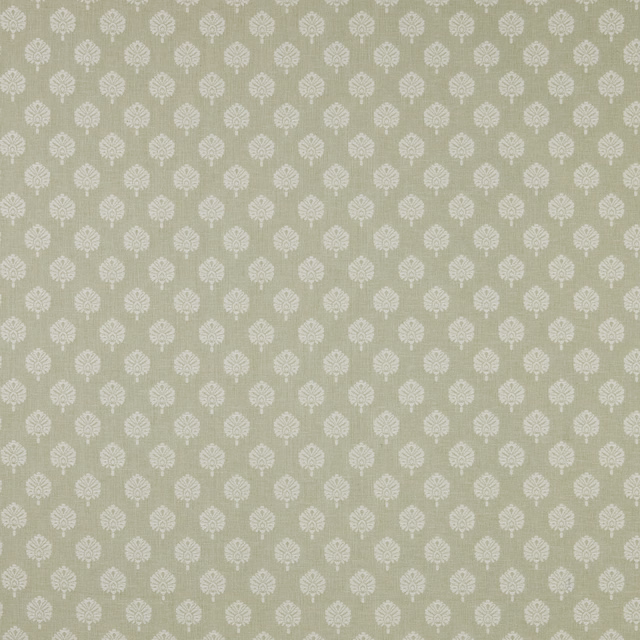 Soft sage green damask fabric with small pale floral motifs