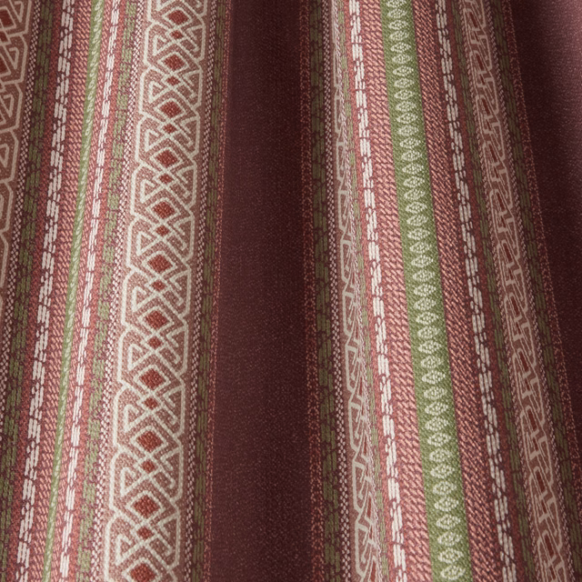 Woodrose striped fabric swatch with olive, blush and ivory woven bands