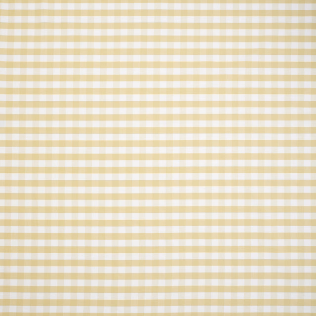 Pale primrose yellow and white small check embroidered fabric swatch