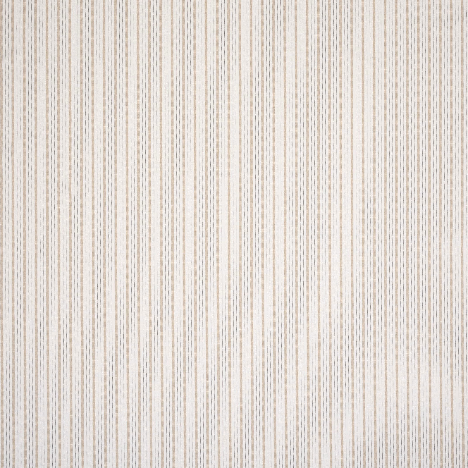Pale beige striped fabric with fine taupe pinstripes and a soft woven texture