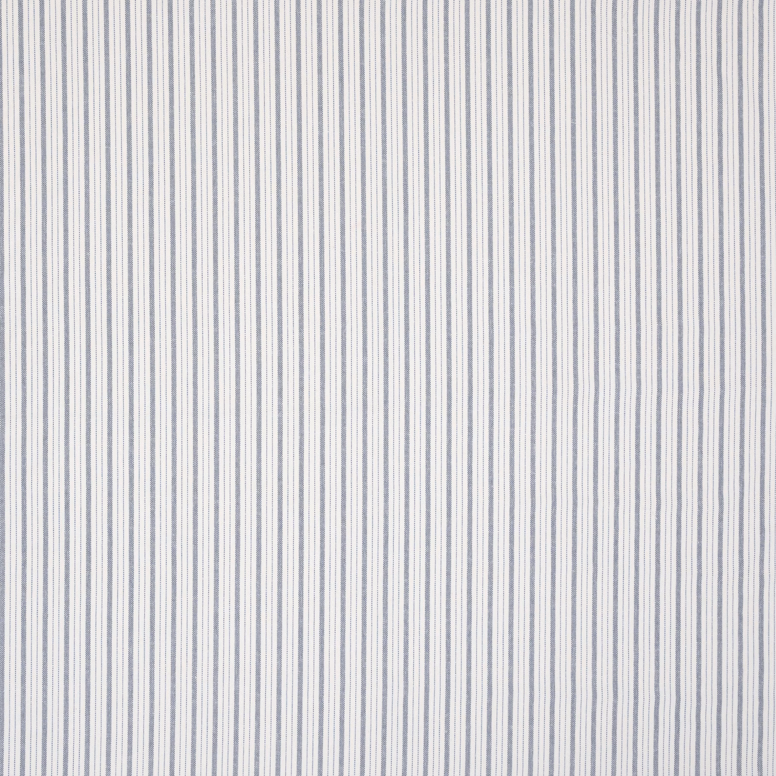 Narrow indigo and pale blue vertical stripes on an ivory woven fabric
