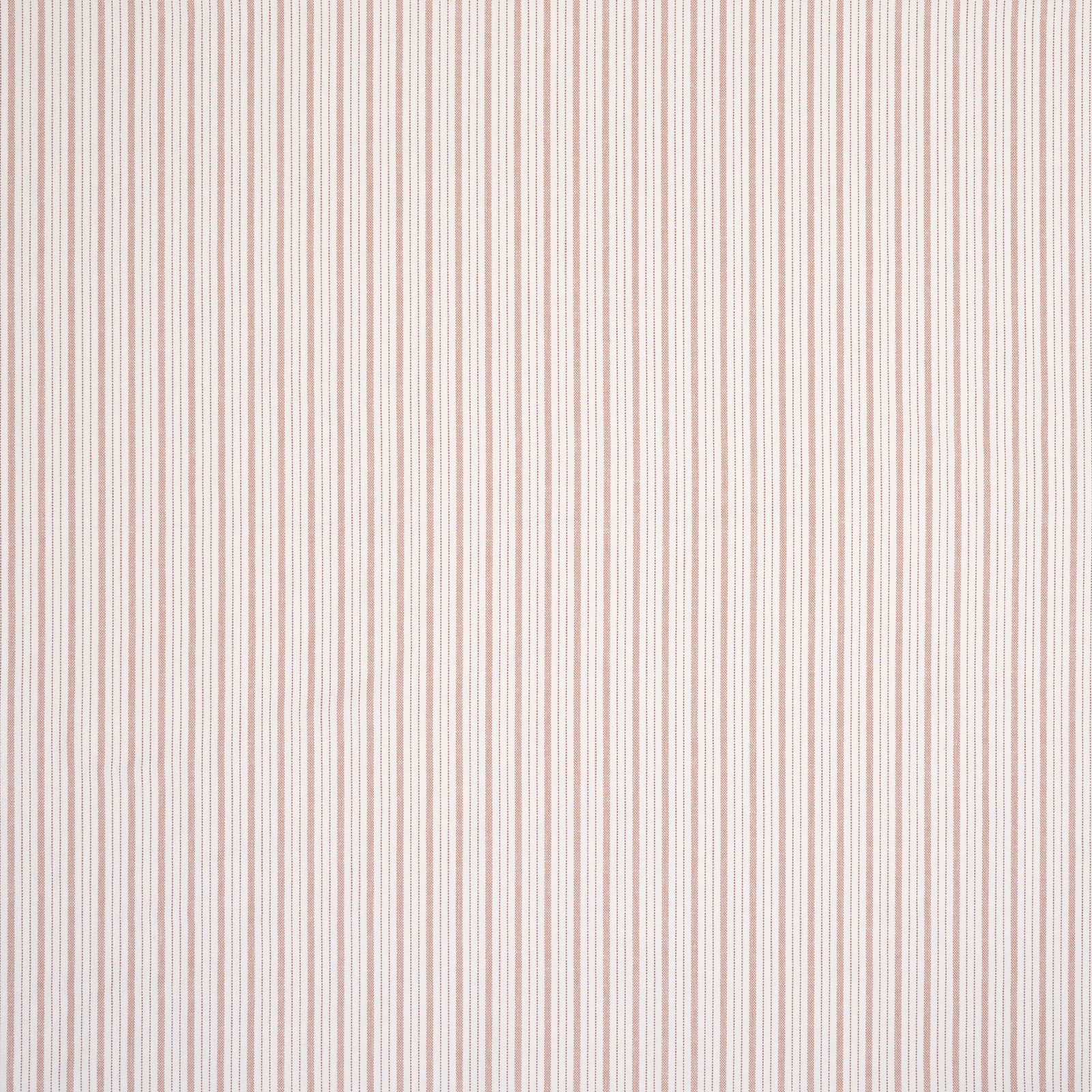 Fine vertical rosewood and blush striped fabric on a pale neutral ground