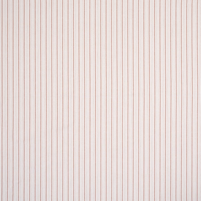 Fine vertical rosewood and blush striped fabric on a pale neutral ground