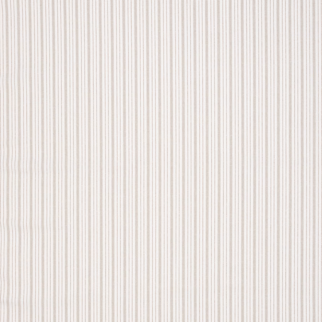 Pale cream fabric with fine vertical sienna pinstripes and a crisp woven texture