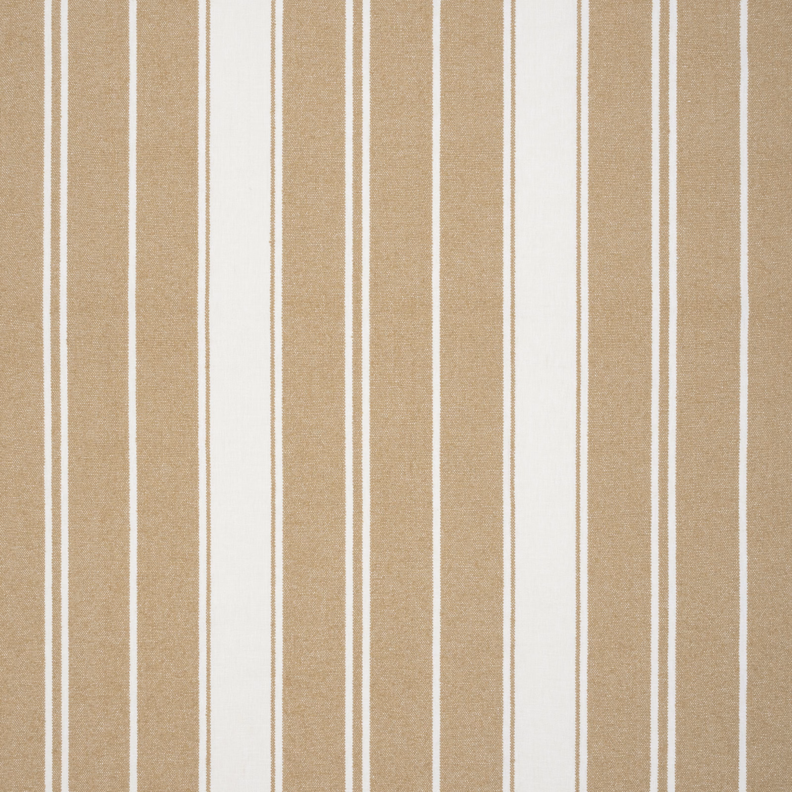 Warm beige and ivory vertical stripe fabric with a fine woven texture
