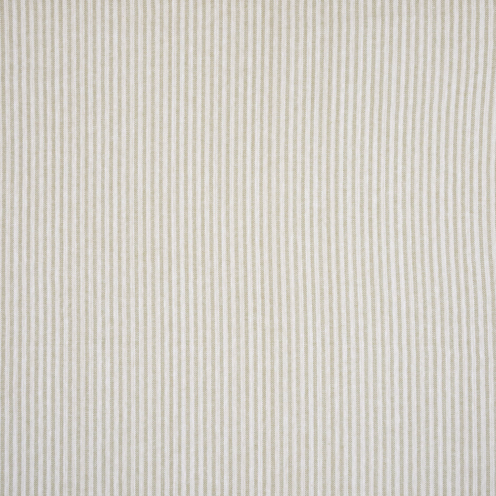 Fine vertical olive stripes on a pale cream woven fabric swatch