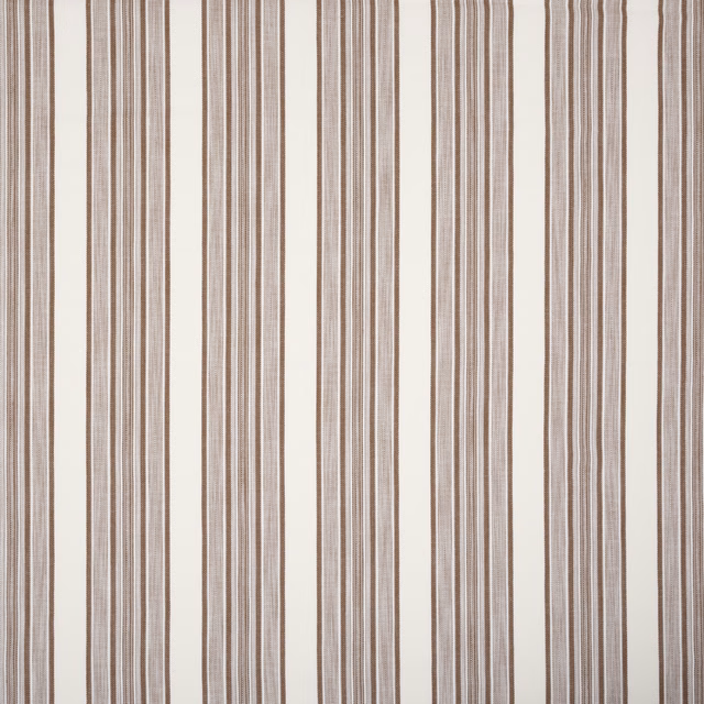 Vertical narrow stripes in soft sienna, beige and cream woven fabric