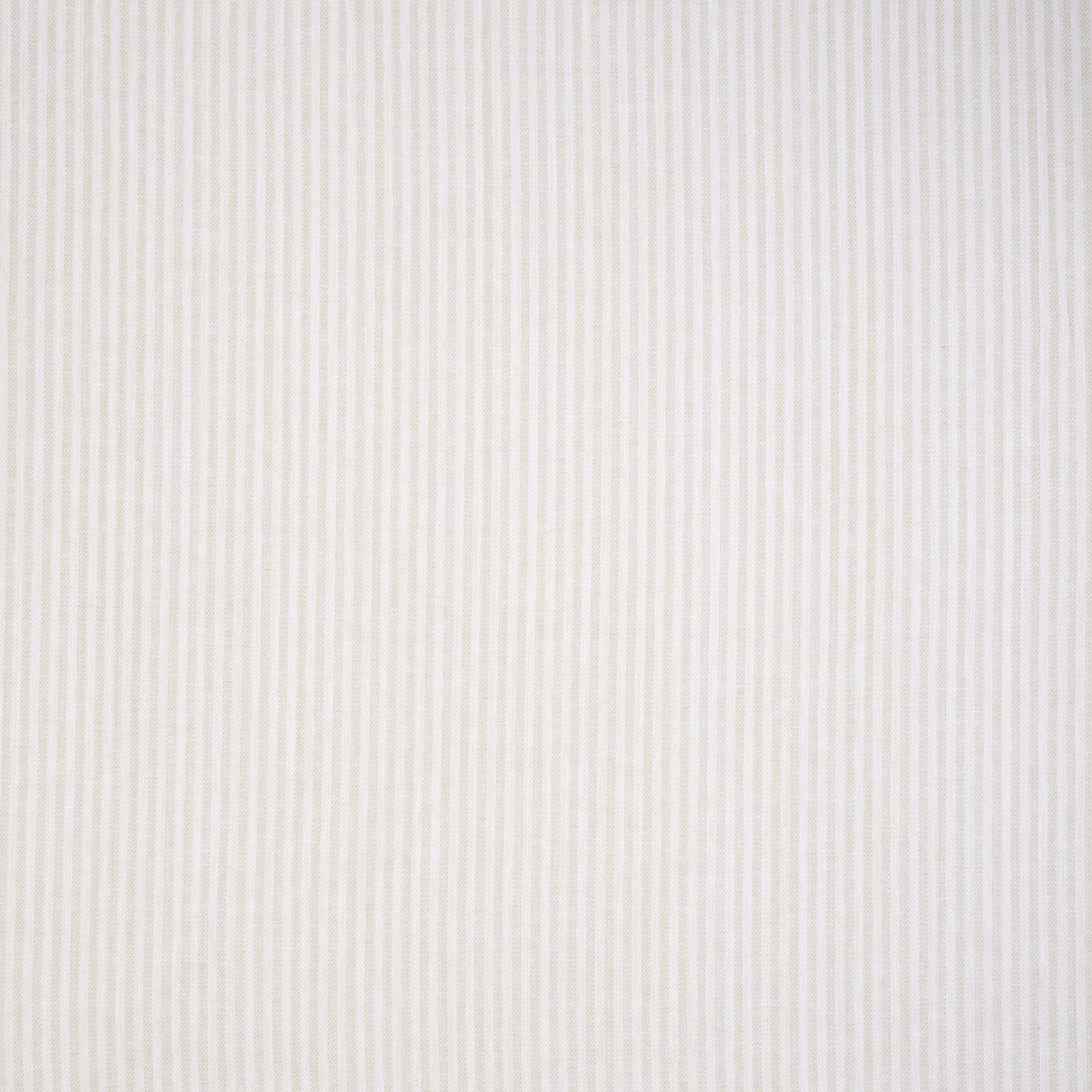 Pale sandstone cream fabric with fine vertical pinstripes and a smooth woven texture
