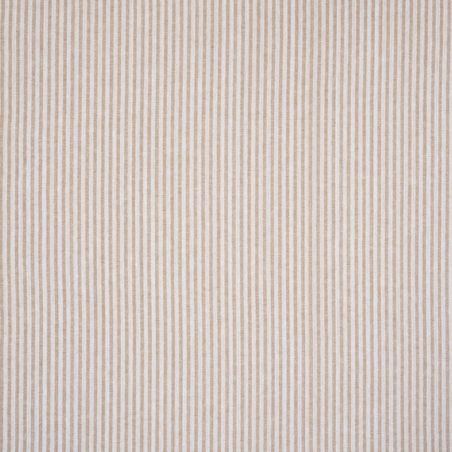 Fine sienna vertical stripe on a pale ivory woven fabric swatch