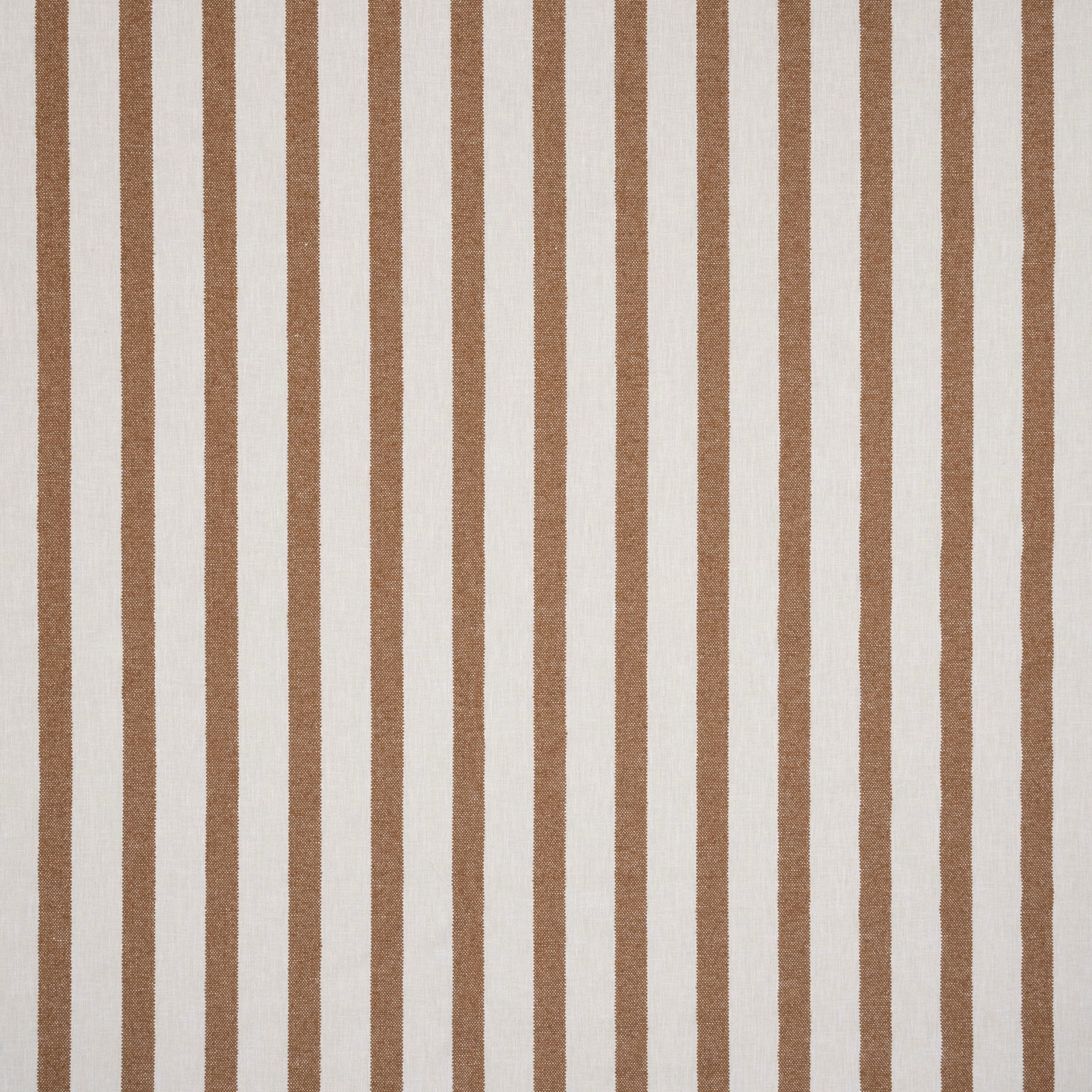 Vertical sienna-brown stripes on an ivory woven fabric swatch