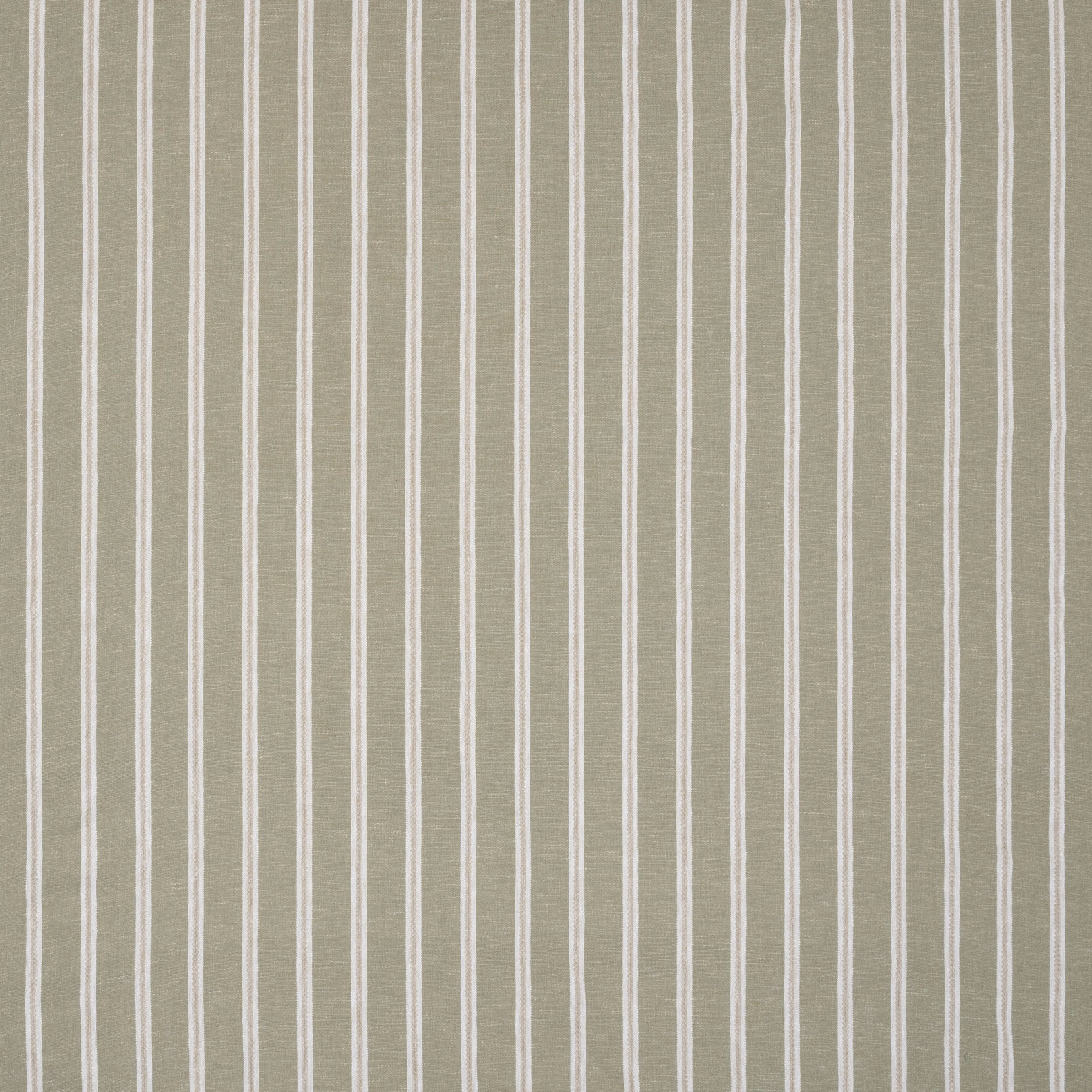 Muted fern green striped fabric with narrow pale vertical bands