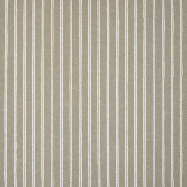 Muted fern green striped fabric with narrow pale vertical bands