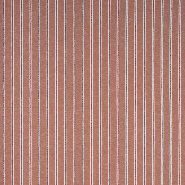 Vertical rosewood pink stripe fabric with fine pale pinstripes and woven texture