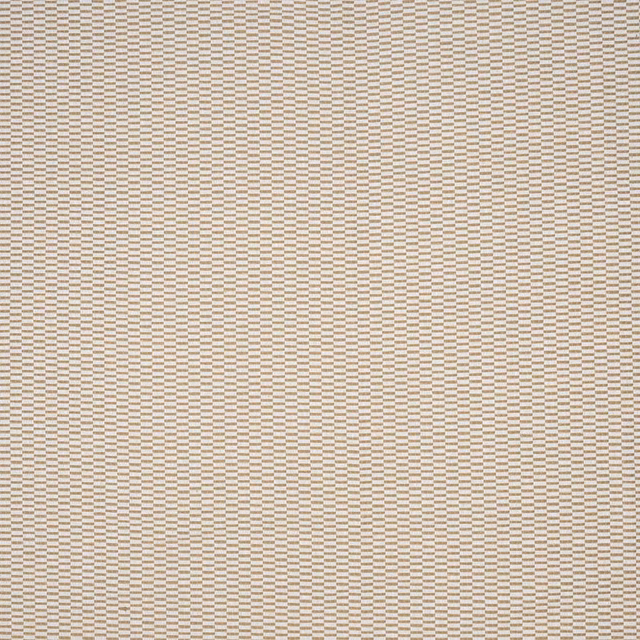 Close-up of a small ochre and beige woven check fabric swatch