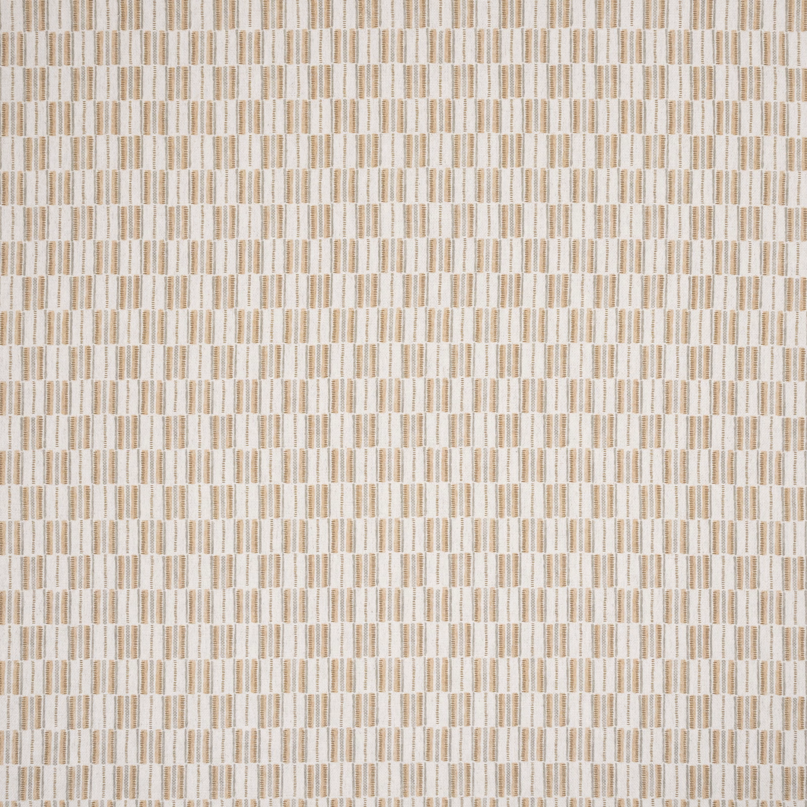 Close-up of a small vertical stripe fabric in warm ochre and ivory
