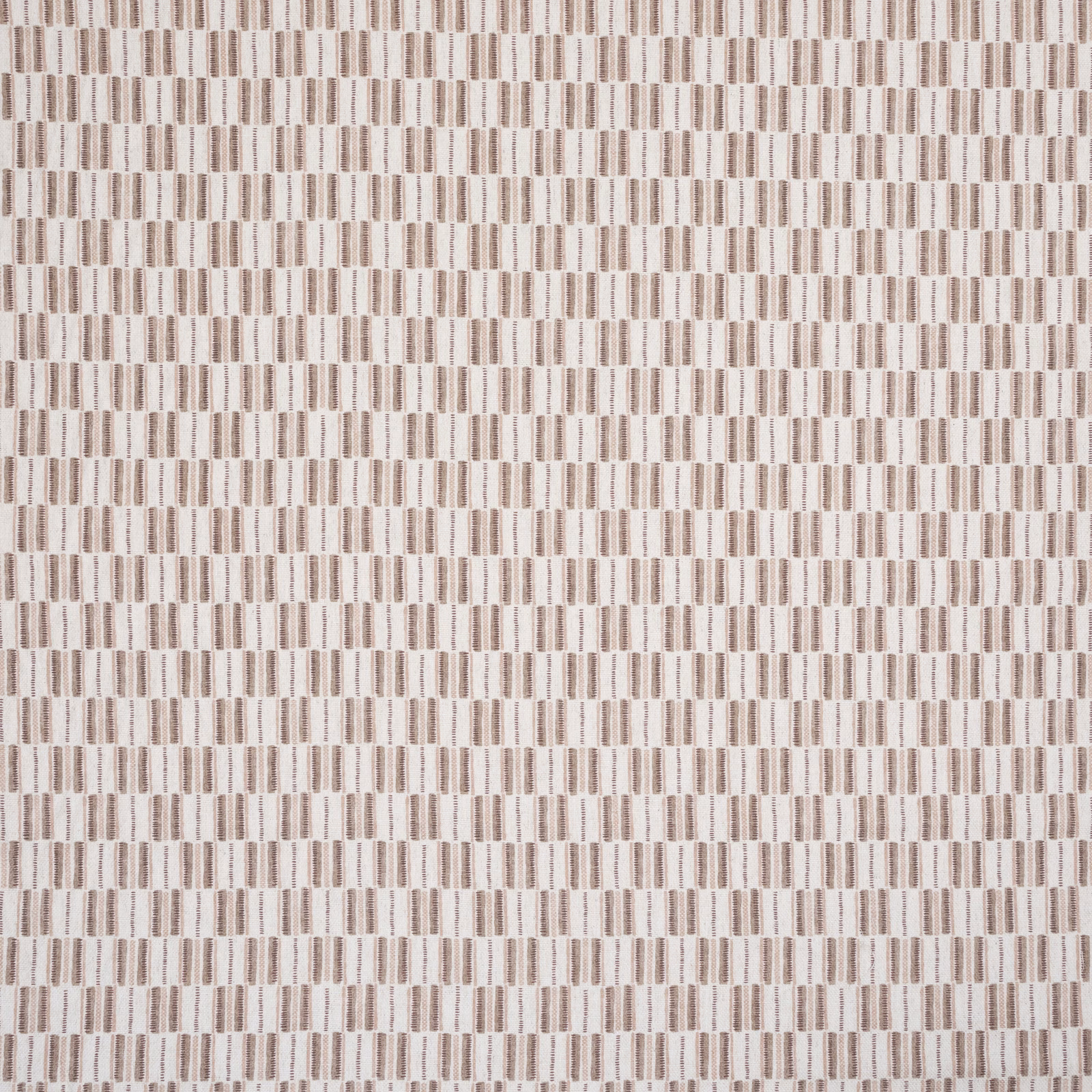 Small rosewood and taupe geometric stripe on a pale woven ground