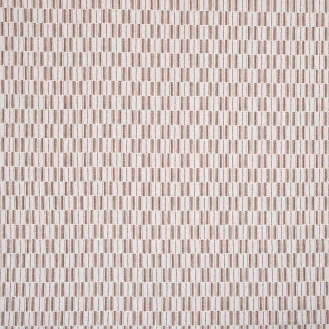 Small rosewood and taupe geometric stripe on a pale woven ground