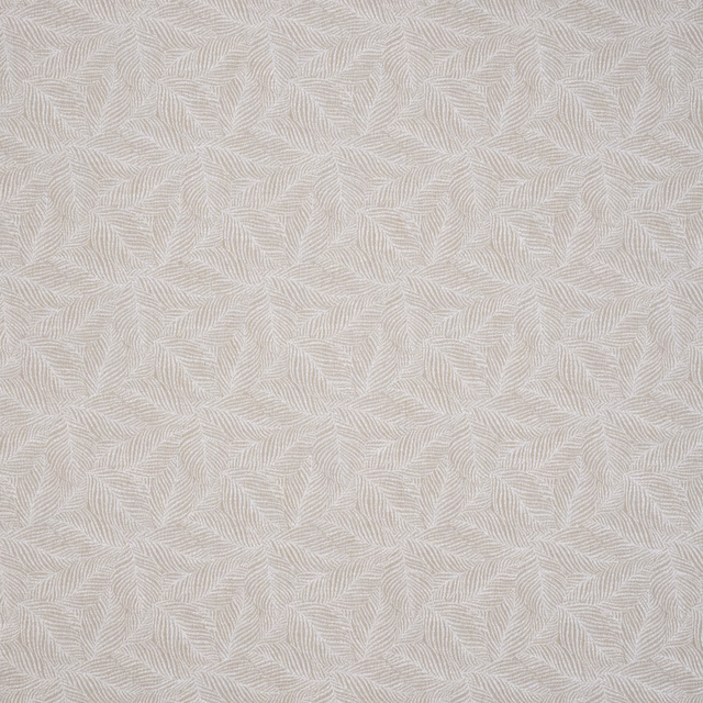Soft cream botanical woven fabric with subtle leaf pattern