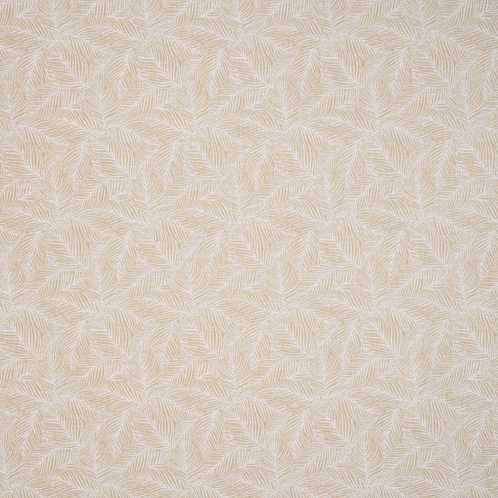 Soft ochre cream woven fabric with subtle leaf pattern