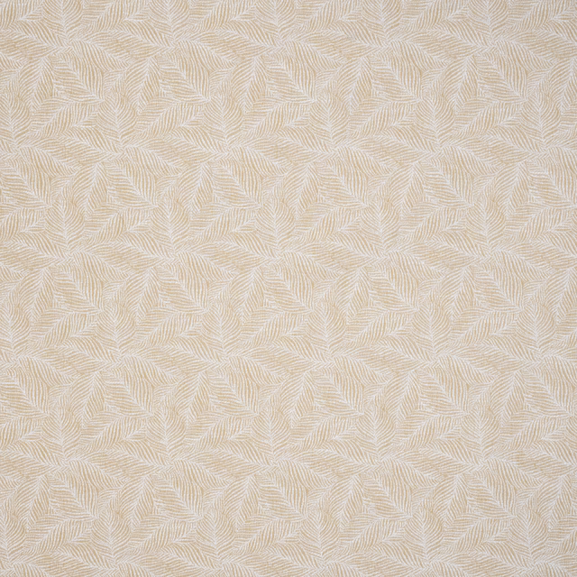 Soft ochre cream woven fabric with subtle leaf pattern