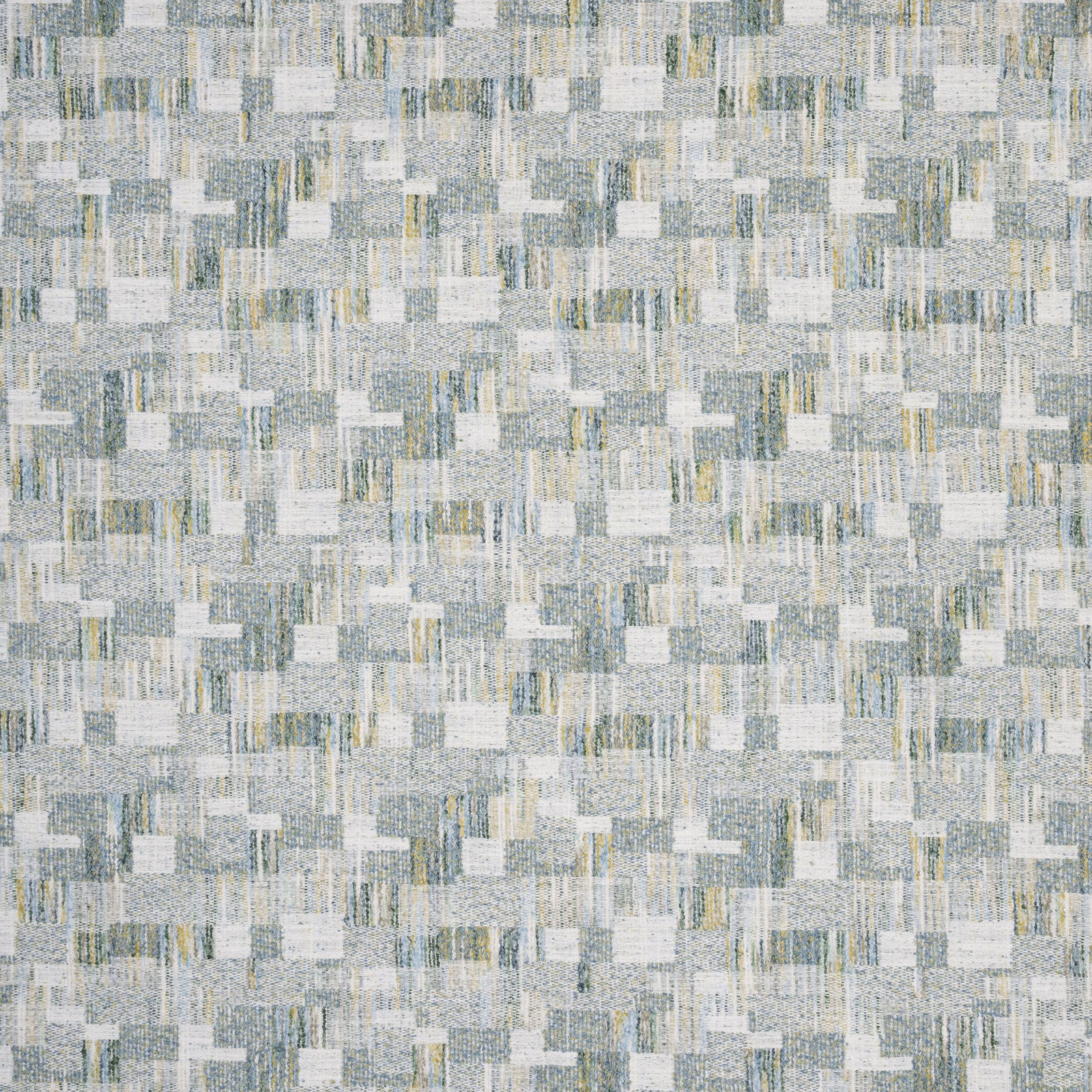 Soft sage and cream geometric woven fabric with subtle yellow-green flecks